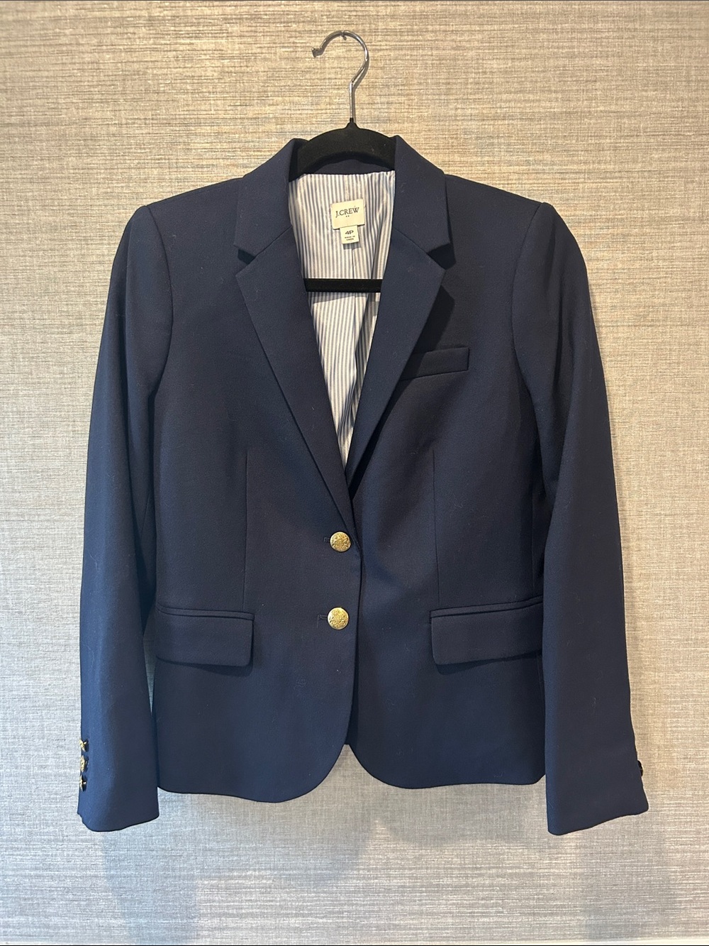 J. Crew Navy Single-Breasted Gold-Button Blazer